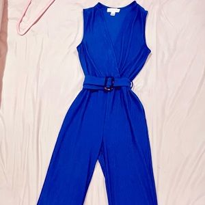Monteau crepe royal blue jumpsuit